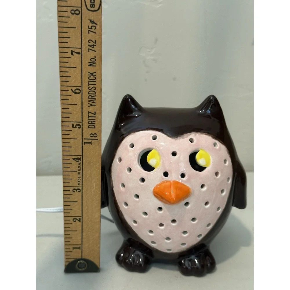 Vintage‎ Black  Pink Owl Night Light Dresser Lamp Bright  Whoot Owl